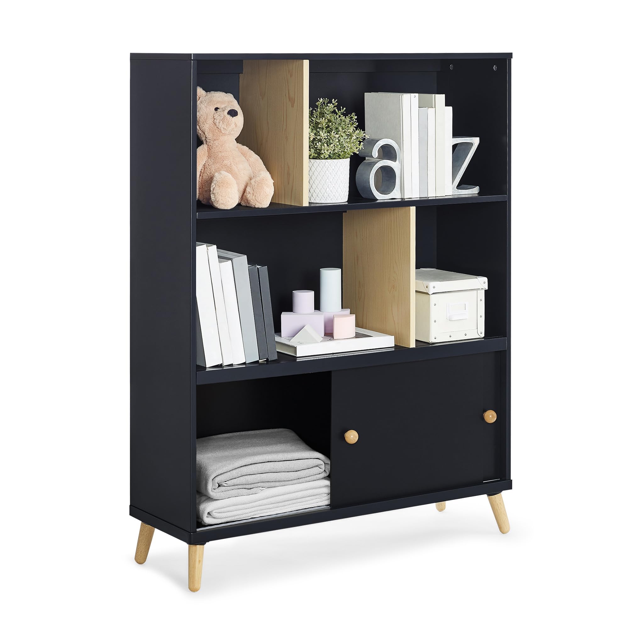 Kids Bookcase with Sliding Door Storage