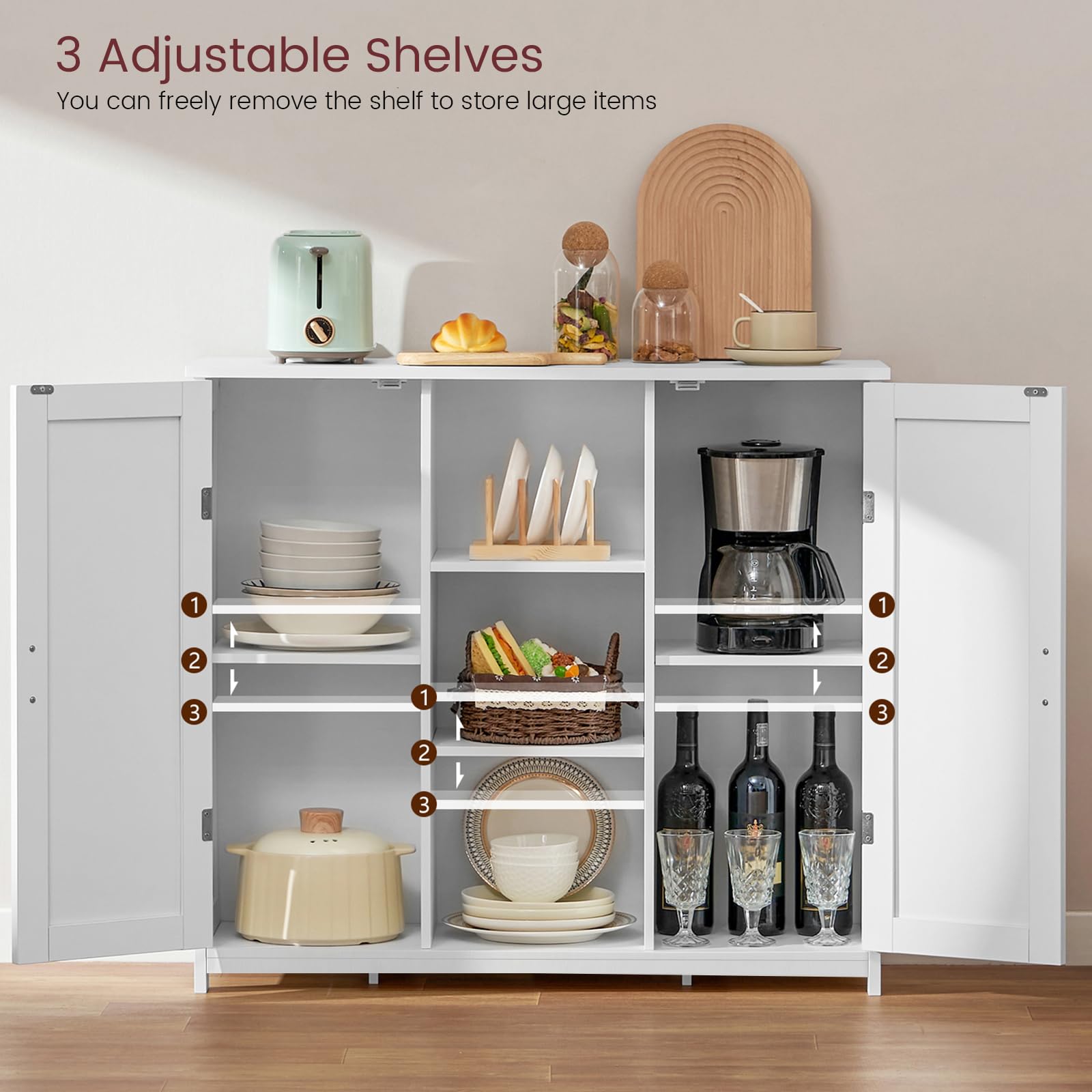Storage Cabinet with 2 Doors and 4 Shelves