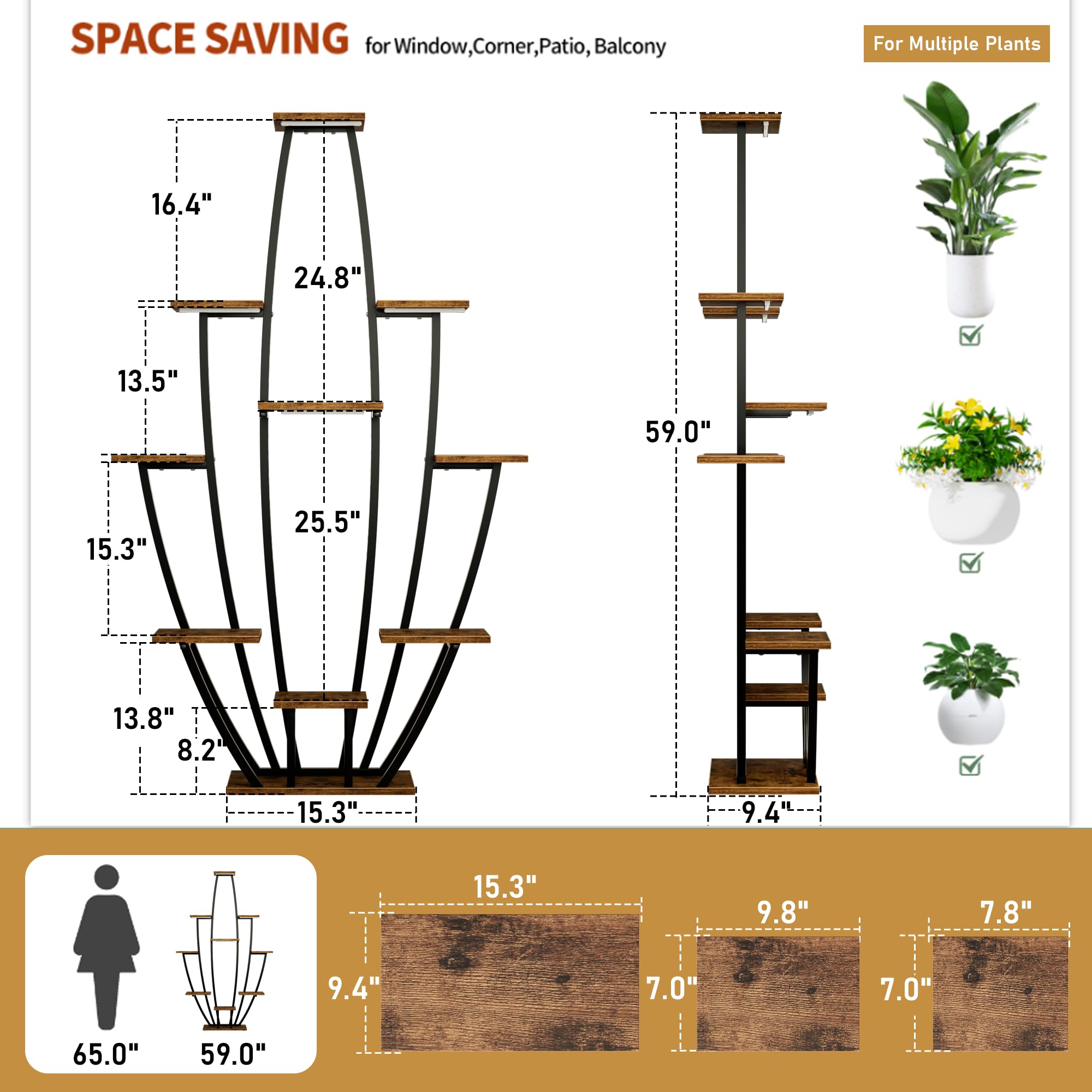 10-Tier Indoor Plant Stand with Grow Lights