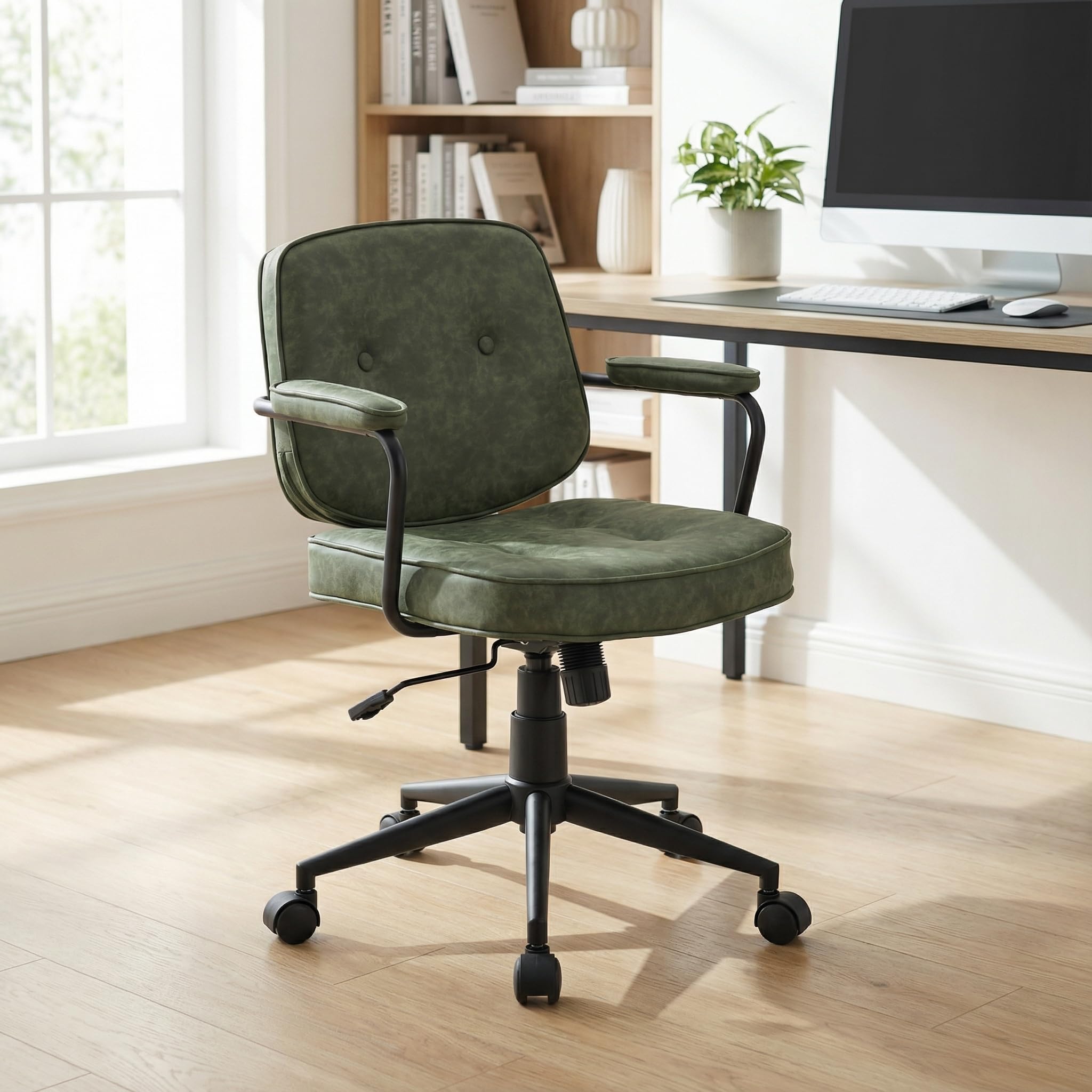 Adjustable PU Leather Office Chair with Armrest