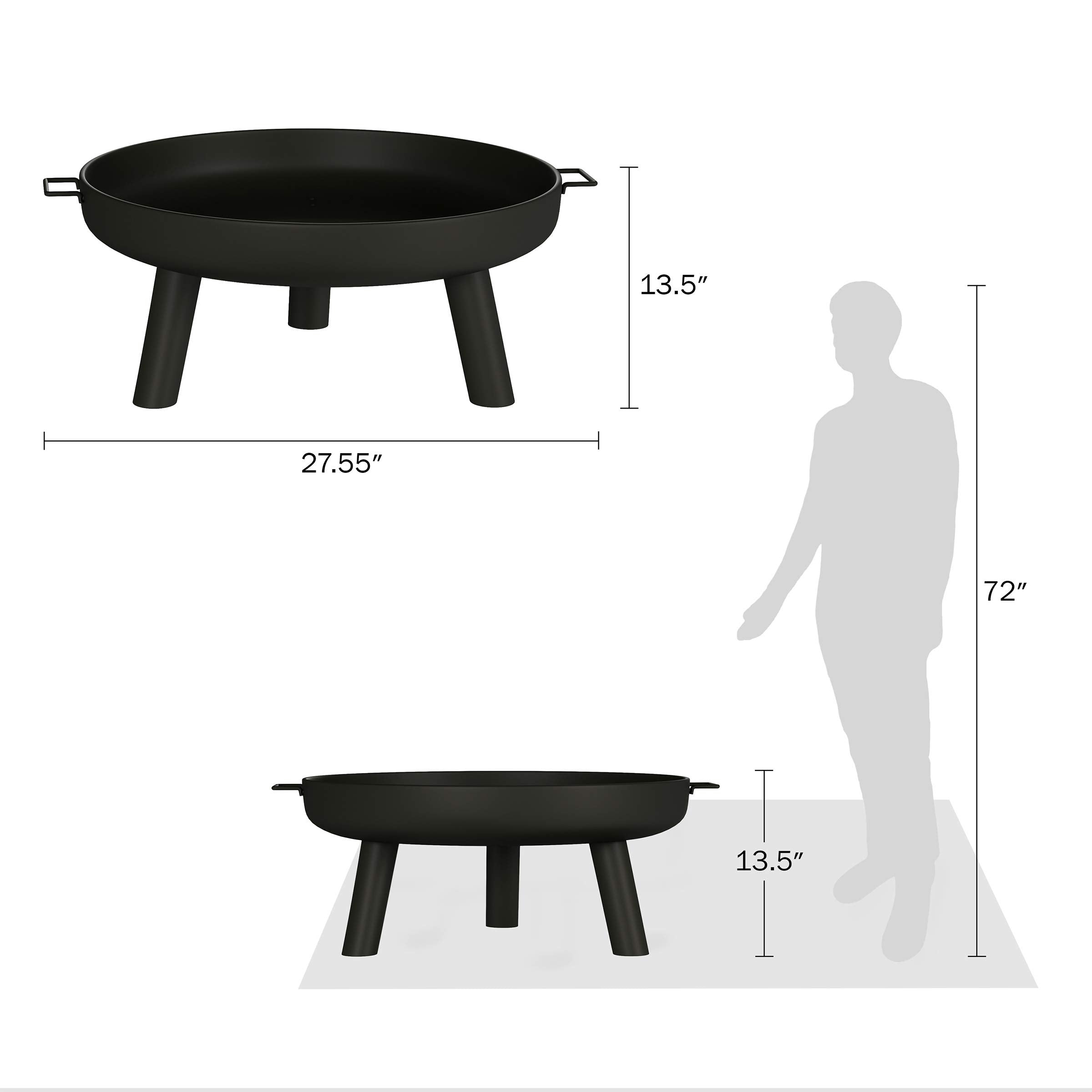 27.5-Inch Outdoor Wood Burning Fire Pit with Handles and Cover