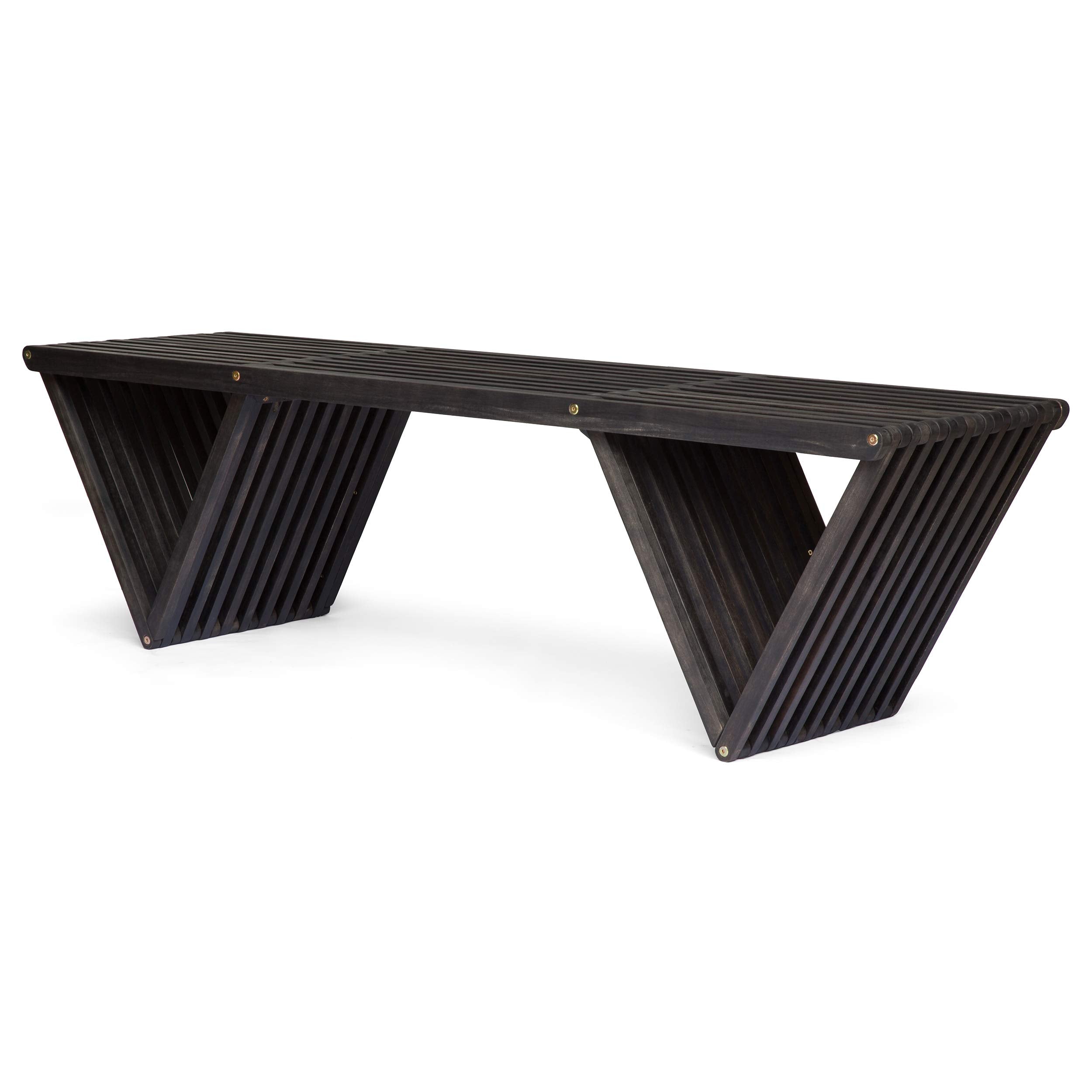 Esme Outdoor Acacia Wood Bench Dark Gray