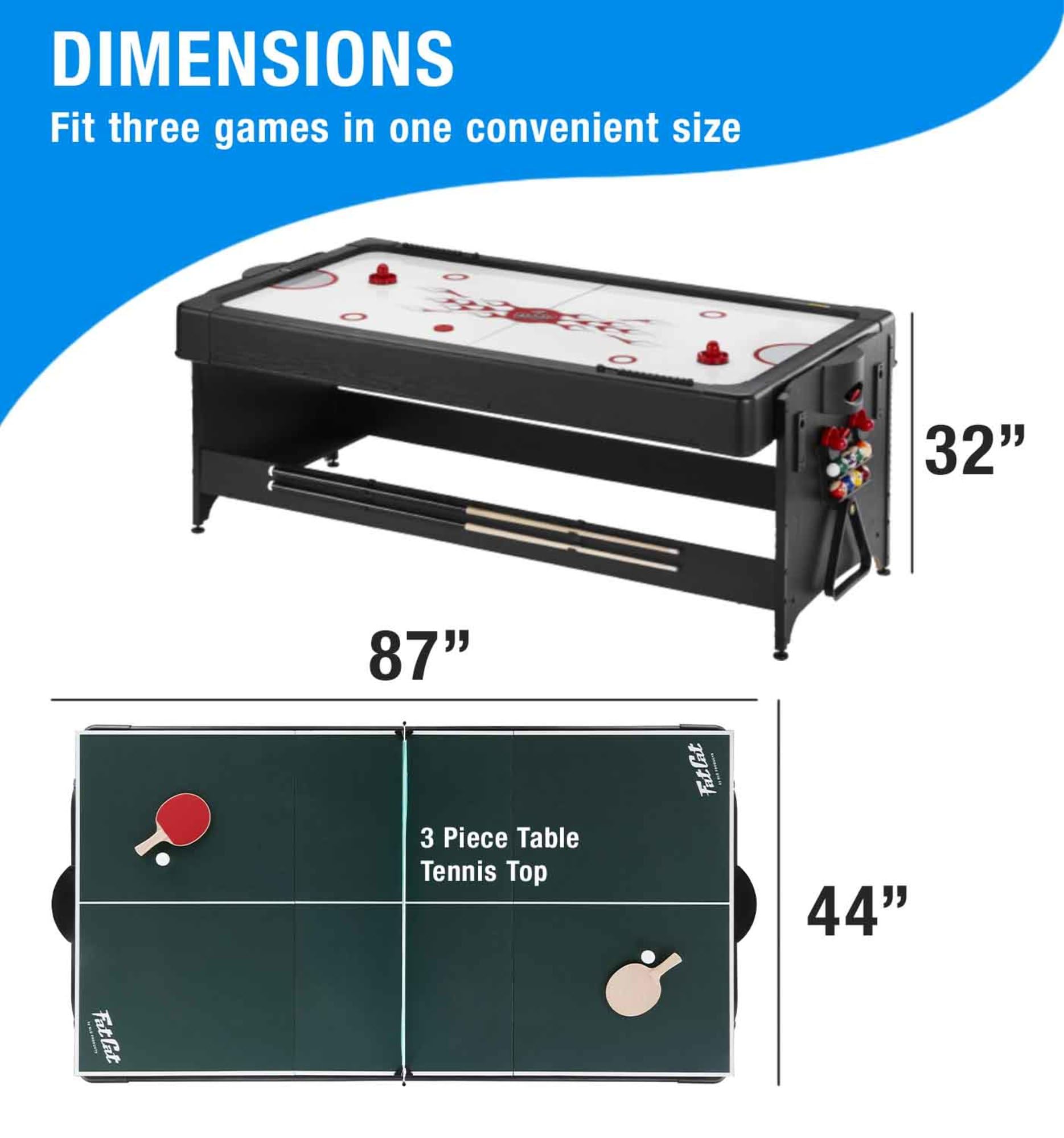 3-in-1 Multi-Game Table - Air Hockey, Billiards, Table Tennis