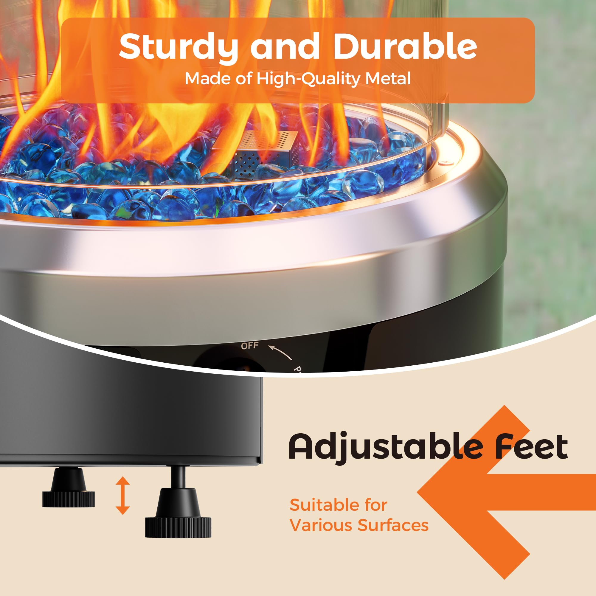 Propane Fire Pit Round Column Outdoor Black