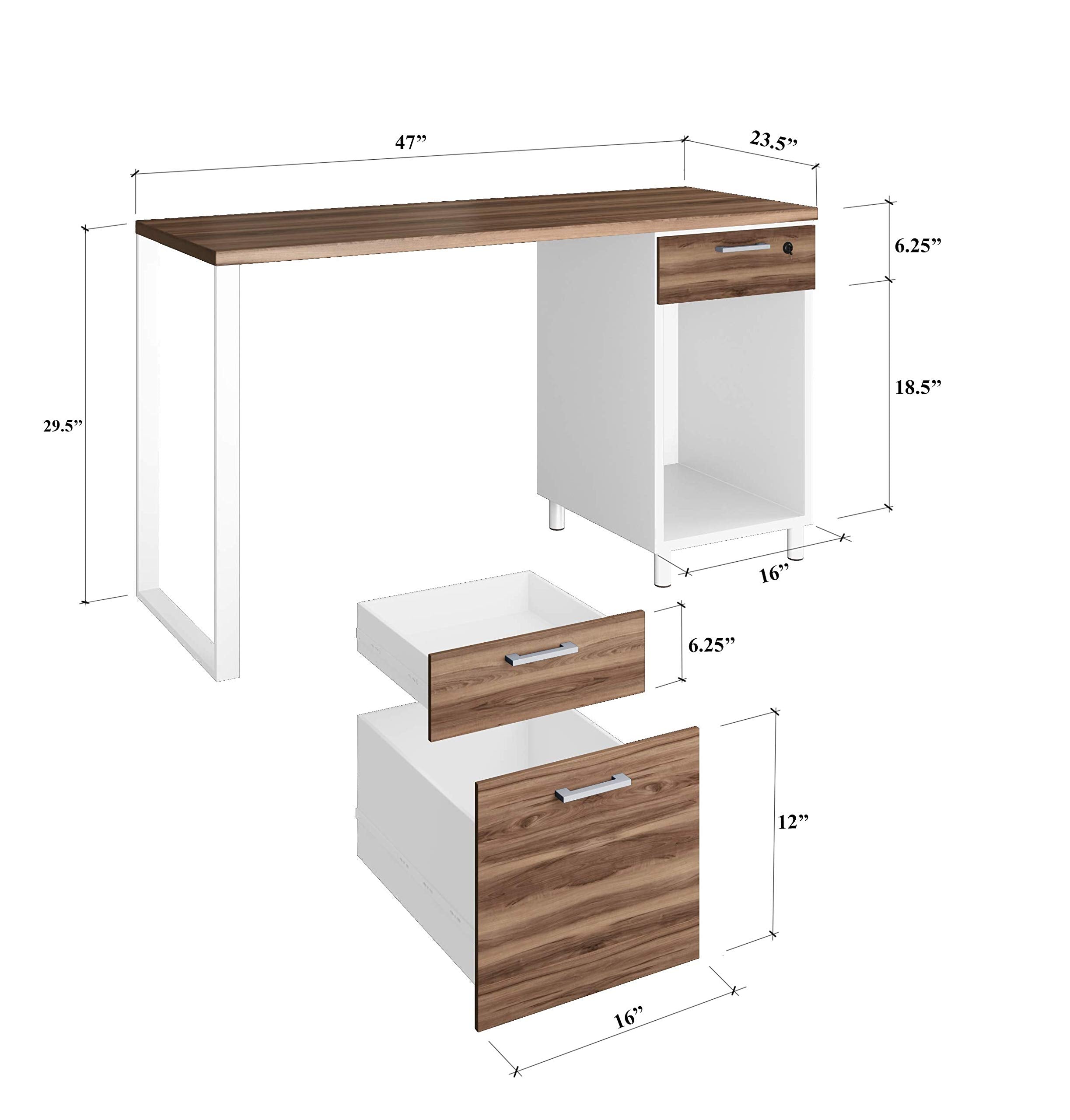Milano Office Computer Desk with 3 Locking Drawers