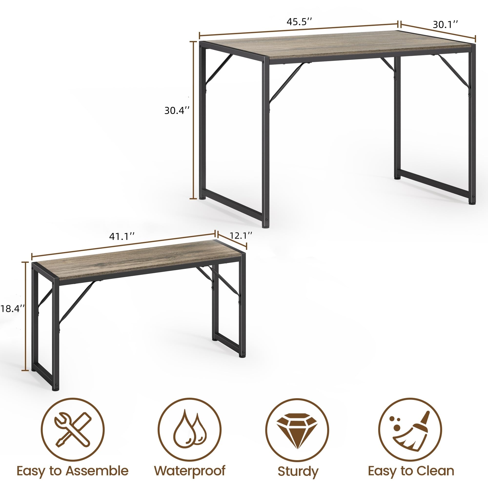 4-Piece Dining Table Set with Benches
