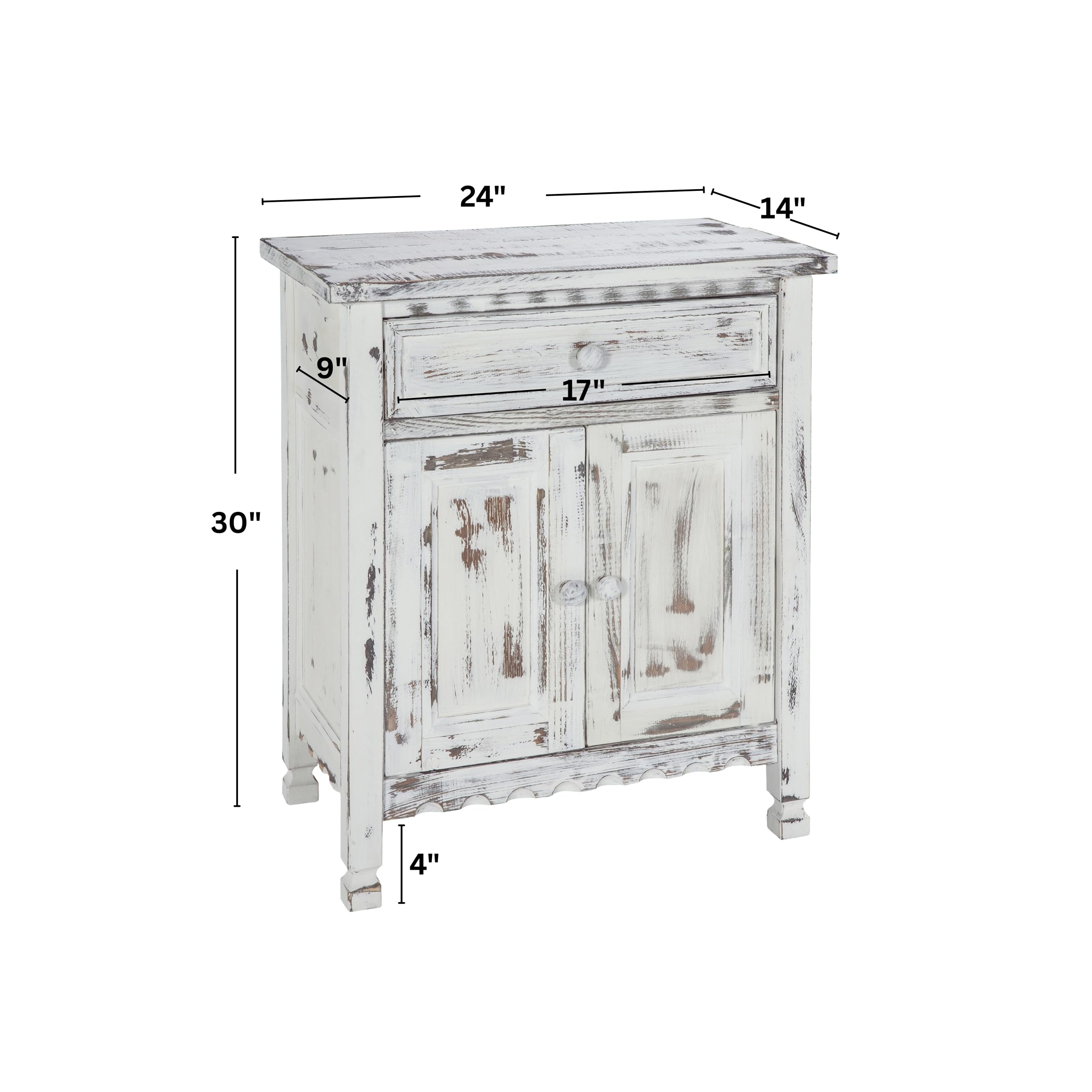 Country Cottage Accent Cabinet with Drawer and Adjustable Shelf