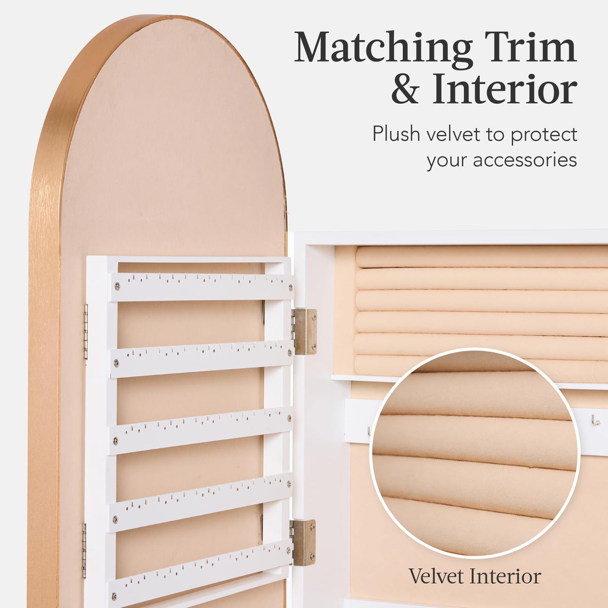 Arch Mirror Jewelry Cabinet with Full-Length Mirror