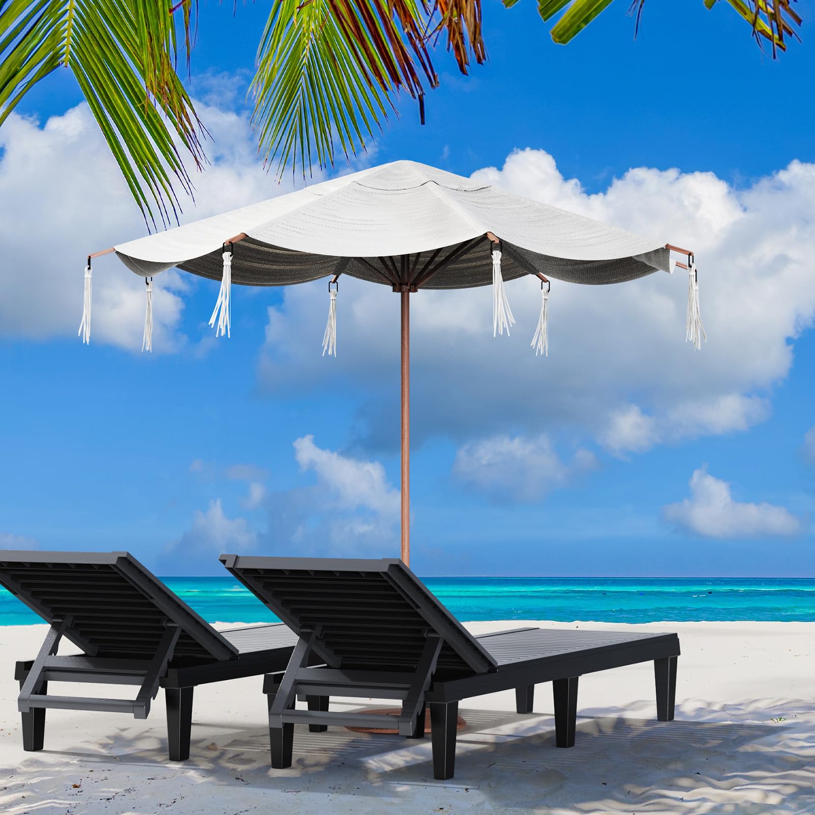 Outdoor Chaise Lounge Chair Set of 2 with Adjustable Backrest