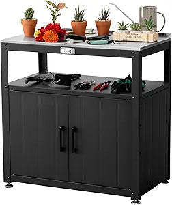 Garden Potting Bench with Storage Cabinet