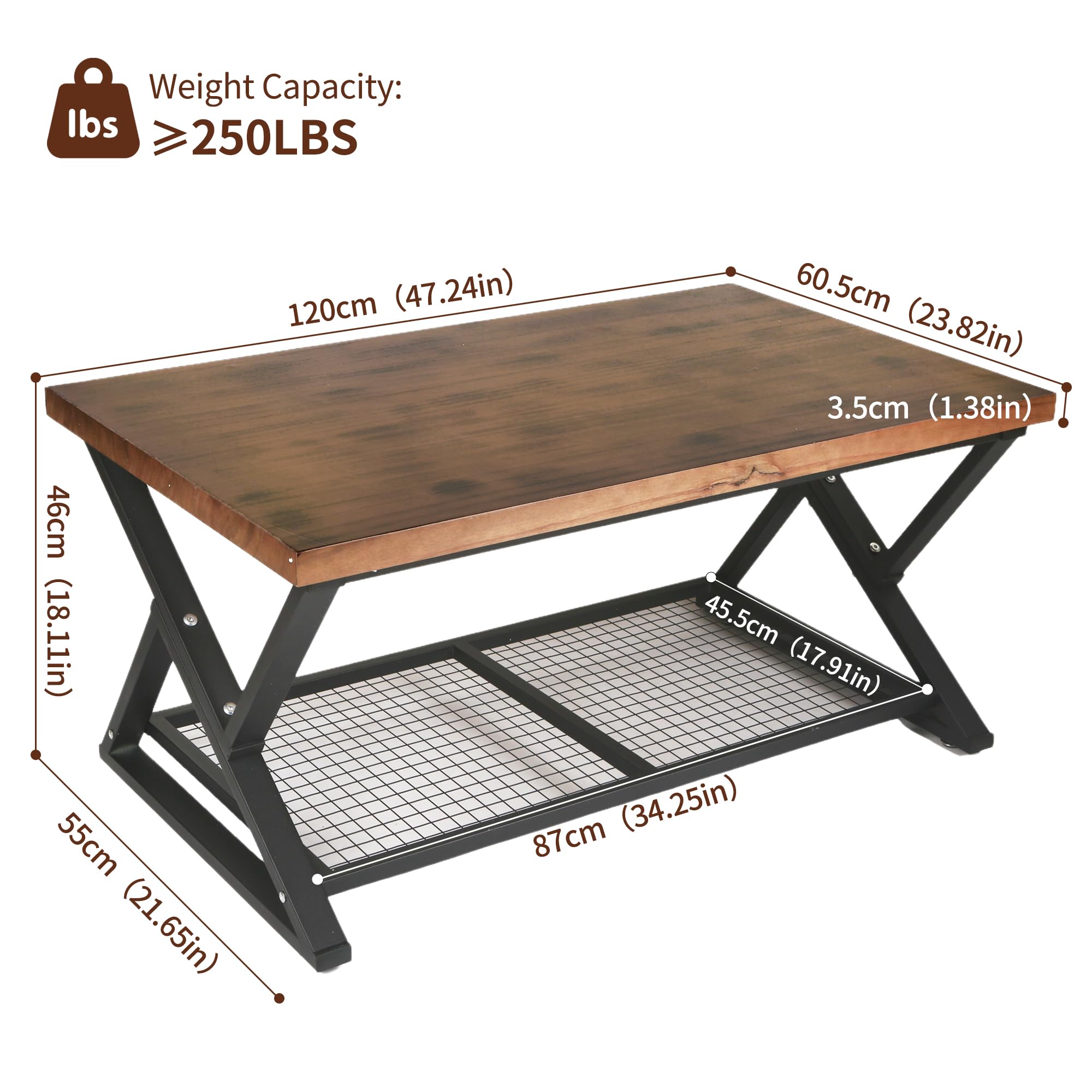 Rectangular Coffee Table with Storage Shelf