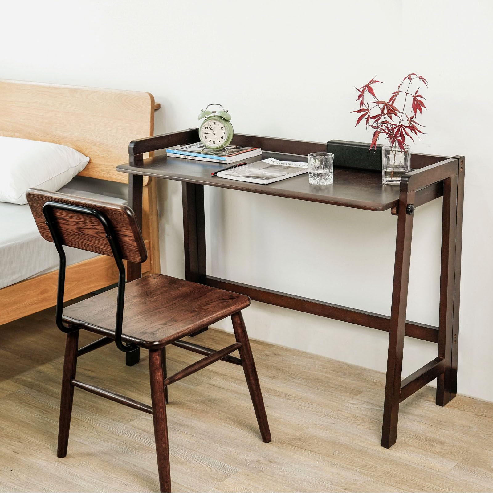 Foldable Oak Computer Desk