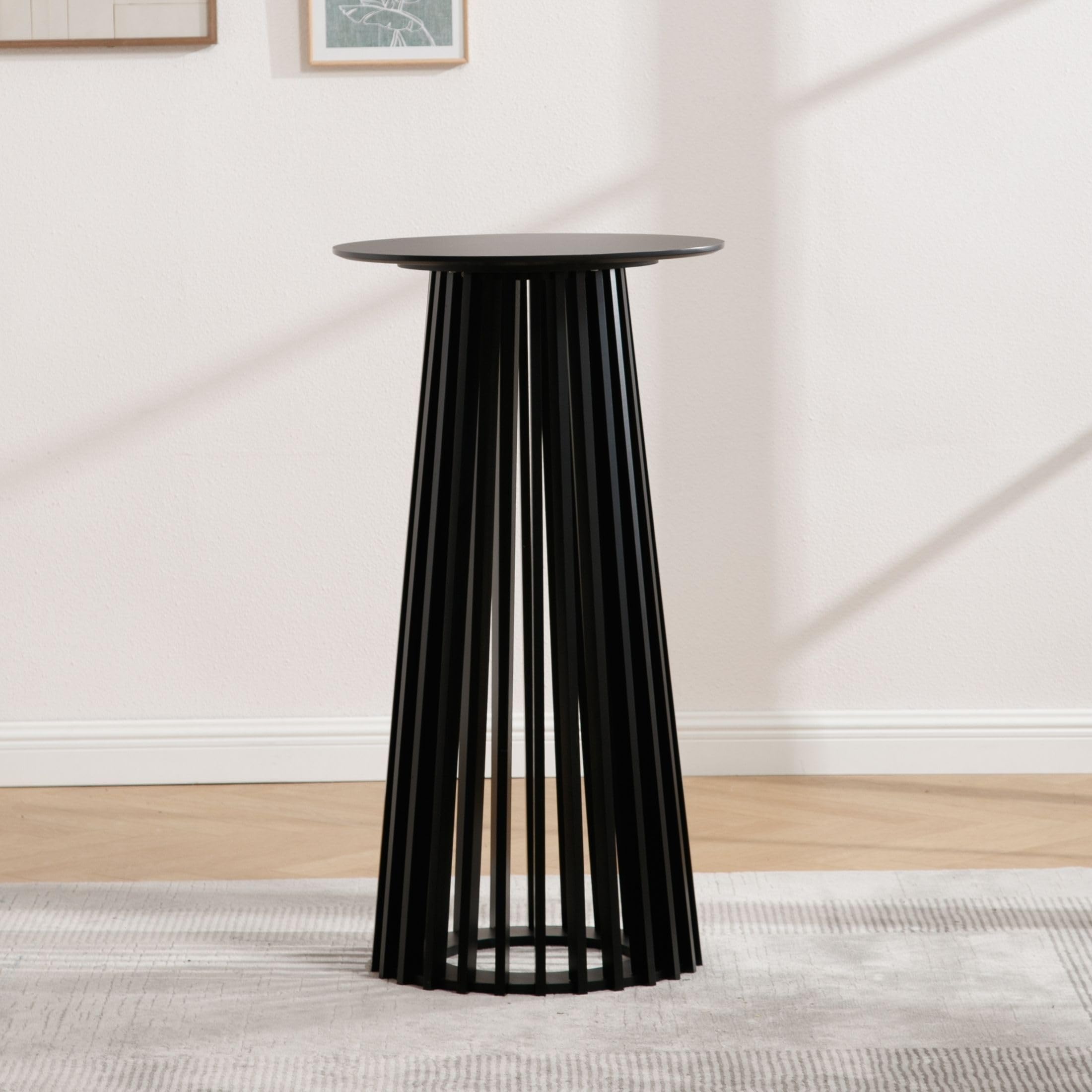 Round Bar Table 43.5" High Modern Wood Cocktail Table