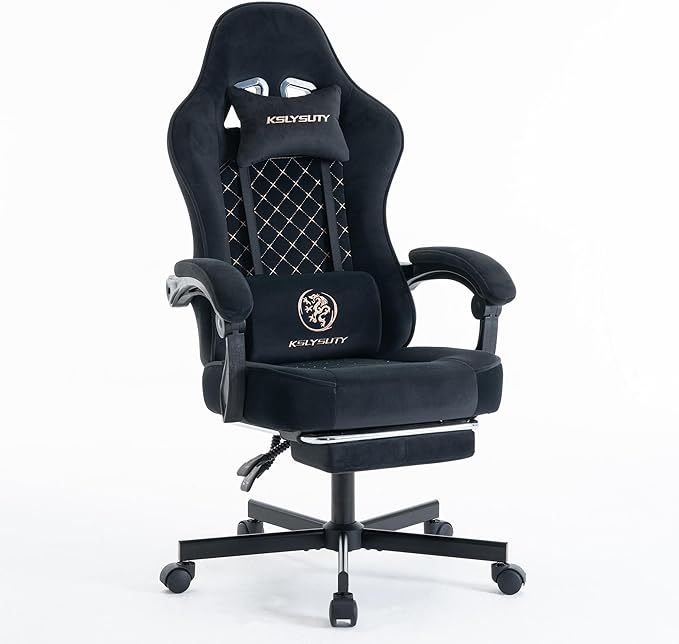 Gaming Chair with Footrest and Lumbar Support