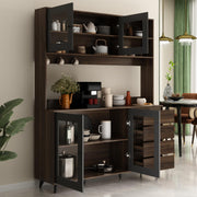 Kitchen Pantry Storage Cabinet with Glass Doors