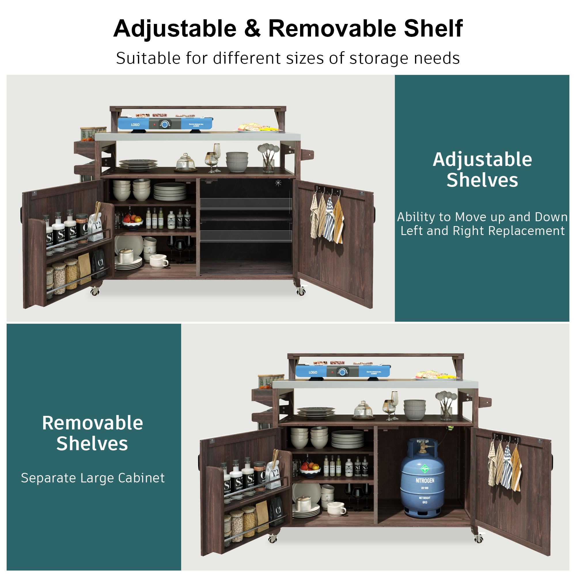 Outdoor Kitchen Island with Raised Shelf