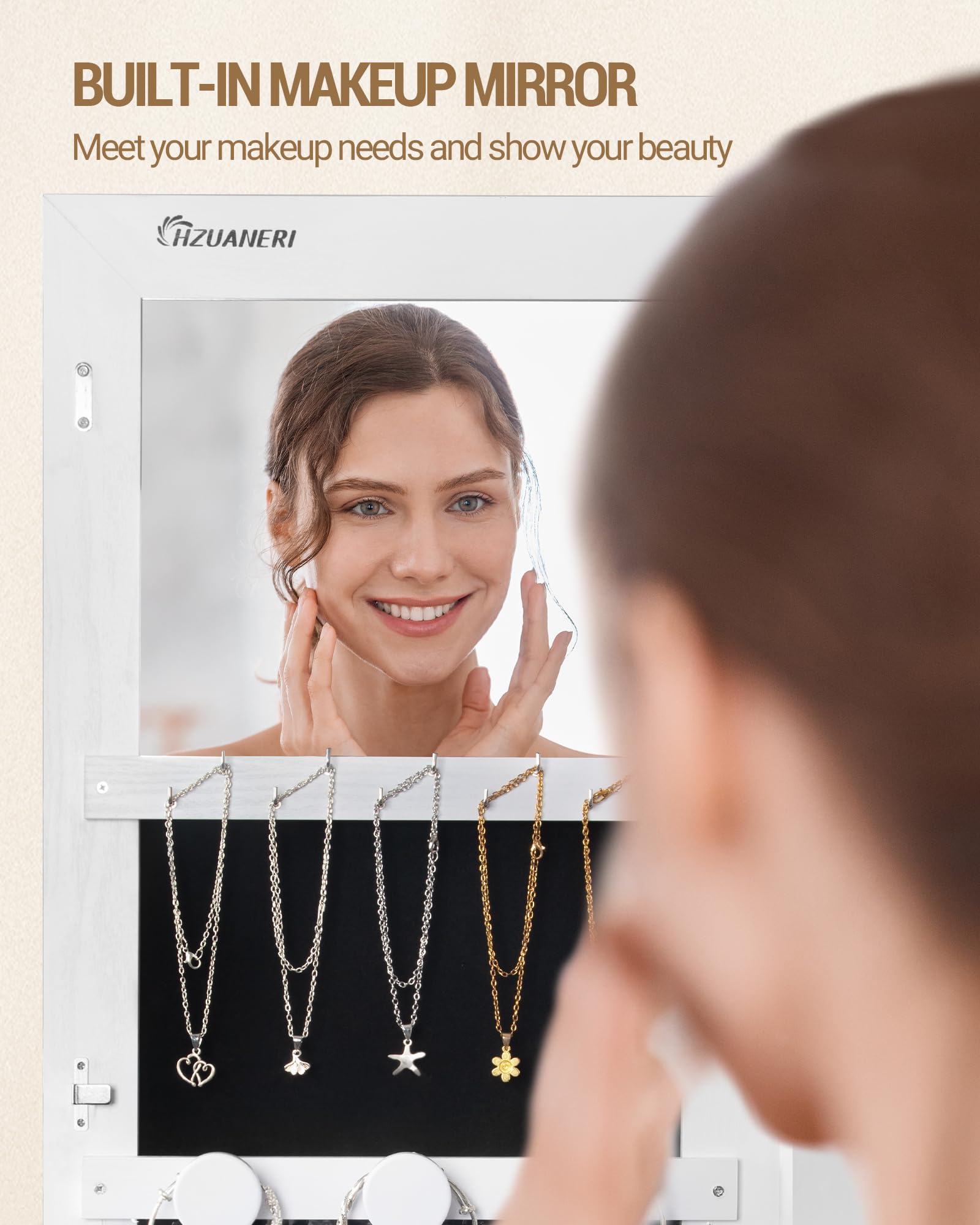 8 LED Jewelry Cabinet Armoire with Full-Length Mirror