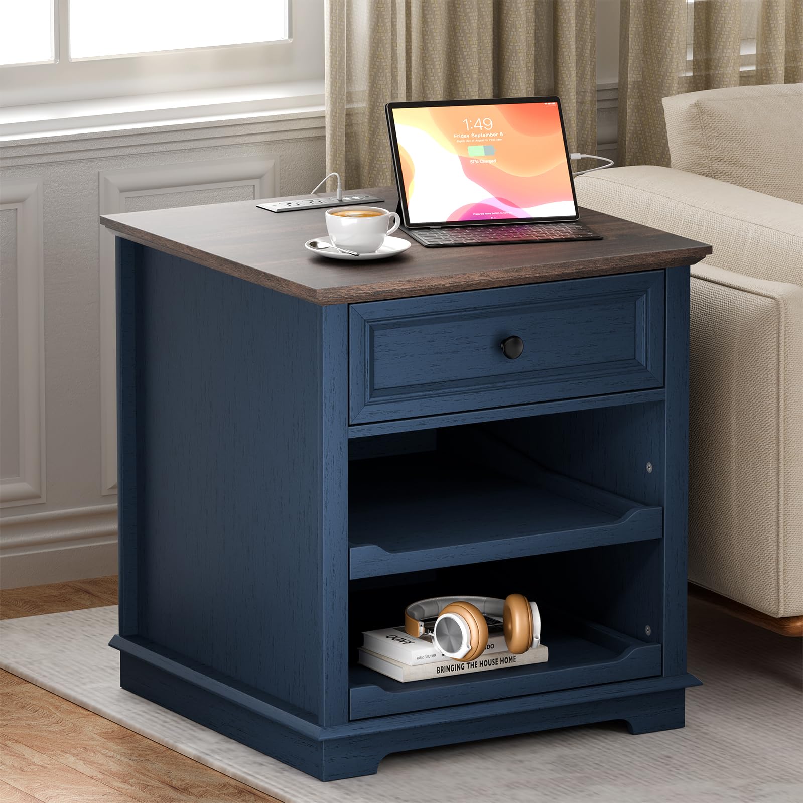 3-Drawer Lateral File Cabinet with Charging Station