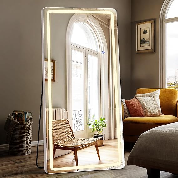 LED Full Length Floor Mirror 70" x 26" with 3 Color Modes