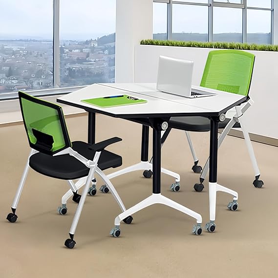 Folding Trapezoidal Conference Tables with Wheels - 8 Pack