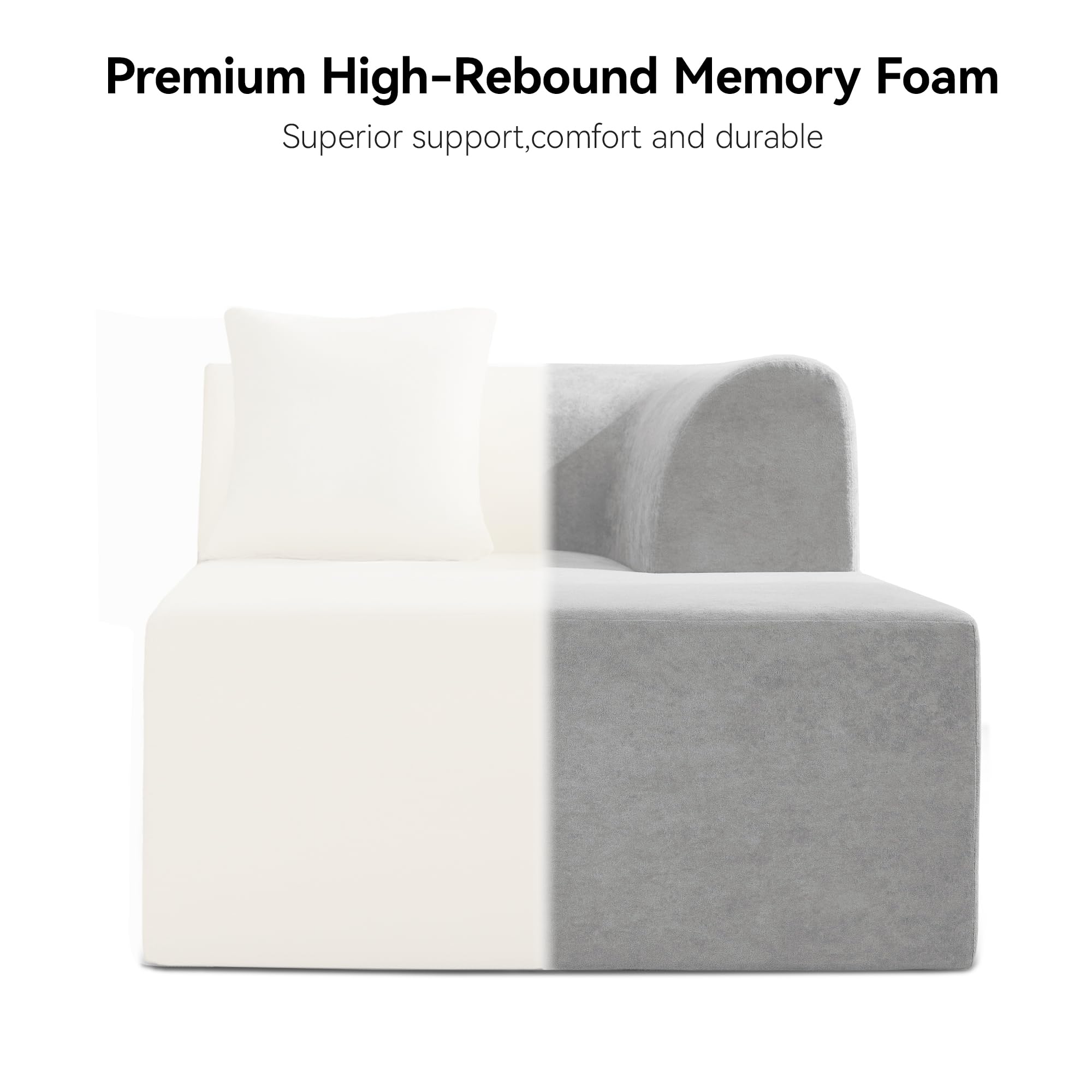 Cloud Velvet Curved Sectional Sofa with L-Shape Chaise