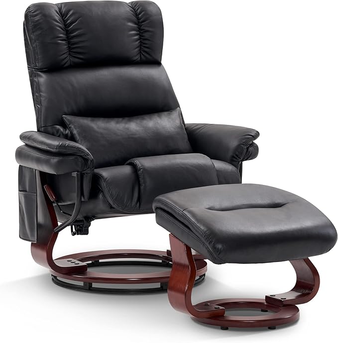 Swivel Recliner with Ottoman and Massage