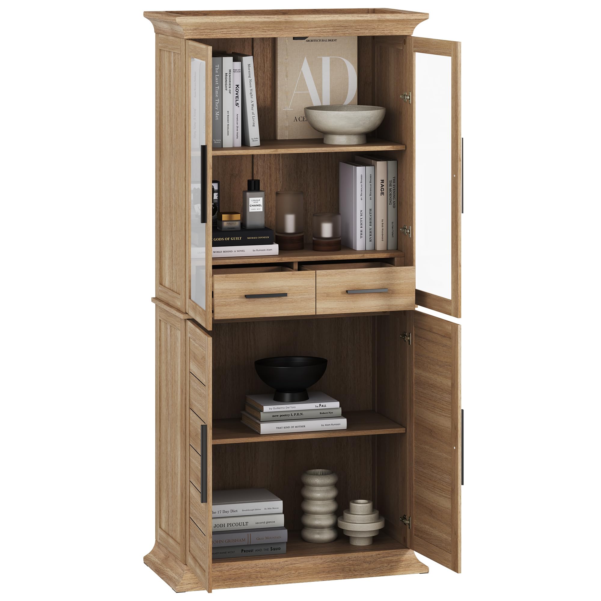 72" Storage Cabinet with Adjustable Shelves and Drawers