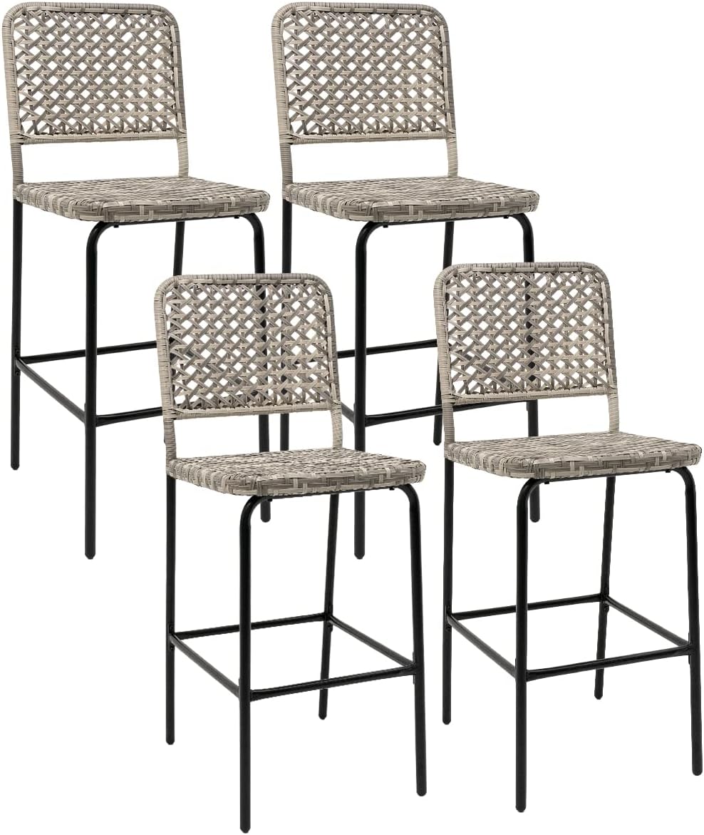 Outdoor Wicker Bar Stools Set of 2