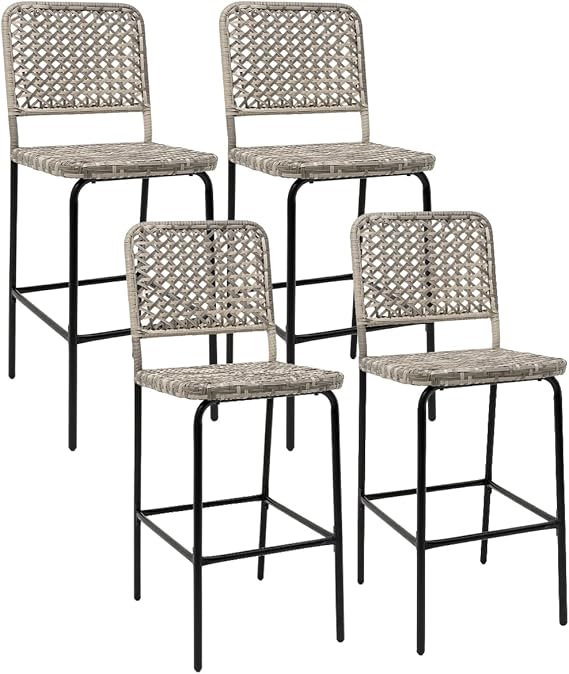 Outdoor Wicker Bar Stools Set of 2