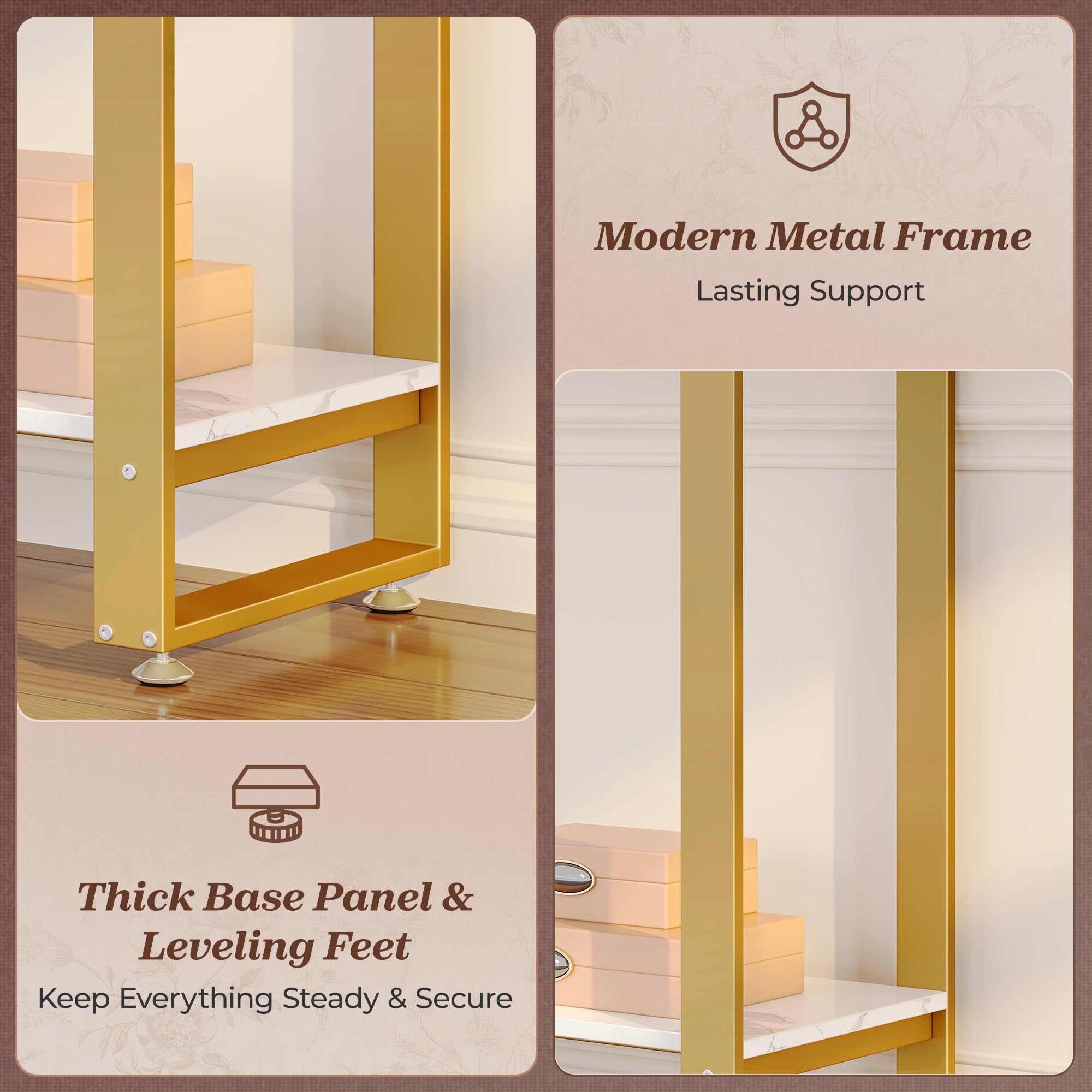 47.2 Inch Marble Top Console Table with Storage