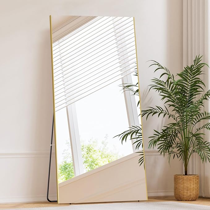 76x34 Full Length Mirror with Stand - Shatterproof Glassless Floor Mirror