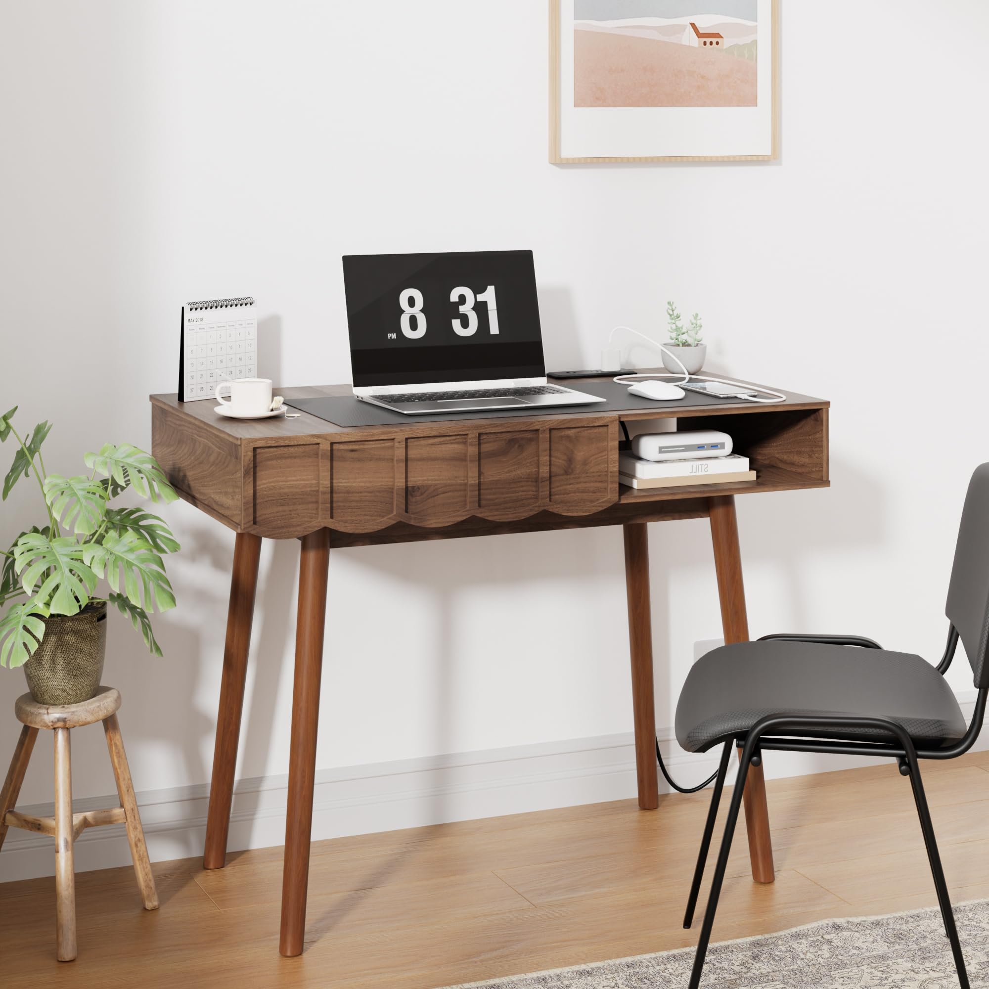 Mid Century Modern Executive Desk with Drawer