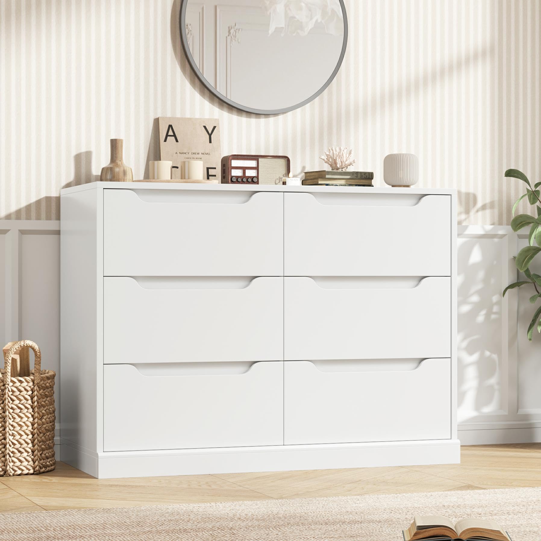 Modern 6 Drawer Dresser with Cut-Out Handles
