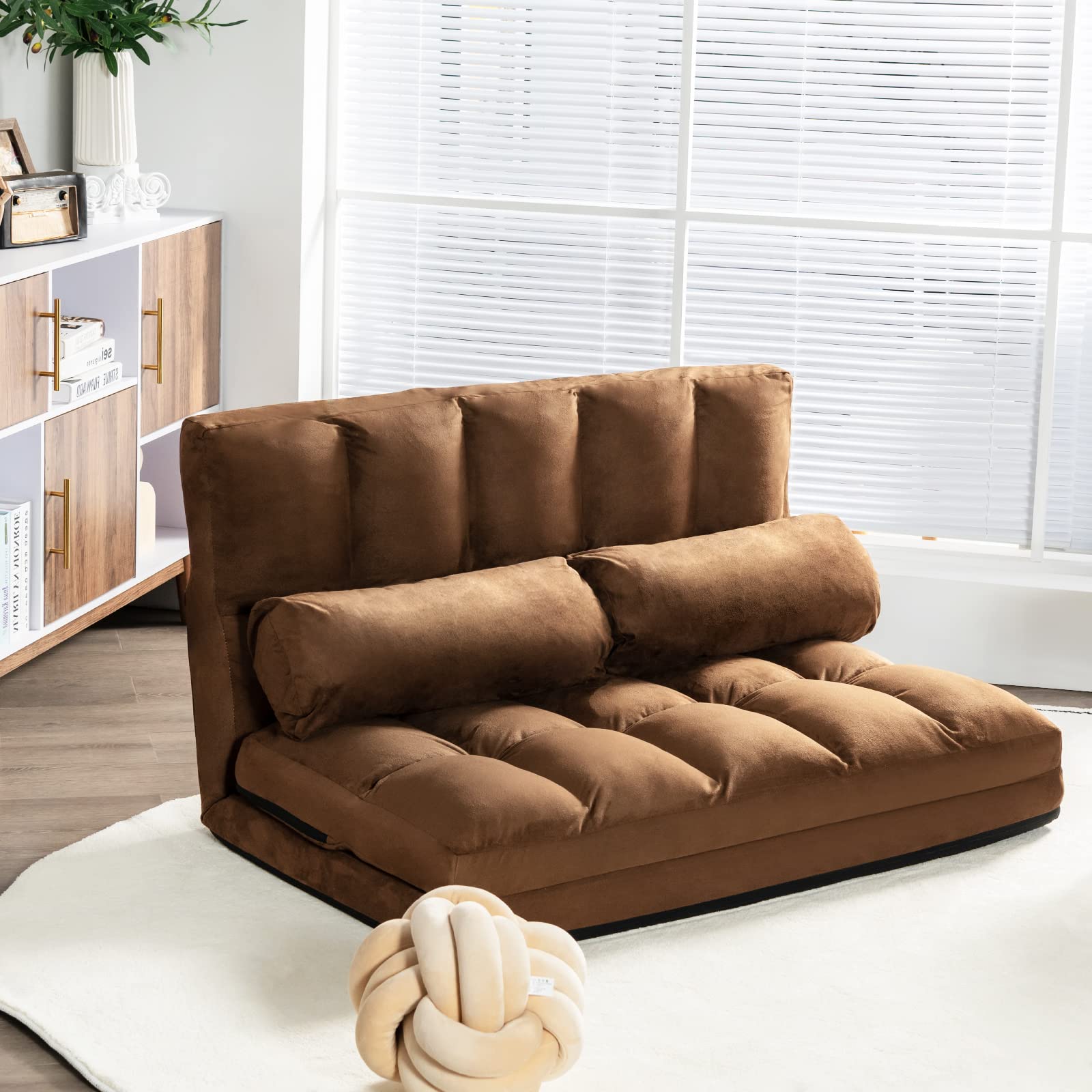 6-Position Adjustable Floor Sofa with Removable Pillows