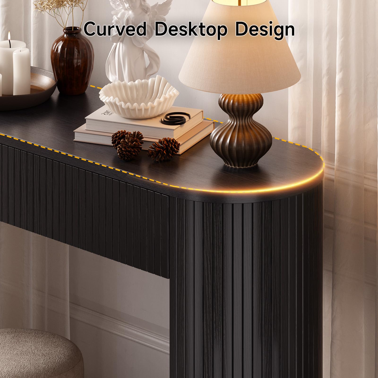 55 Inch Console Table with 2 Drawers