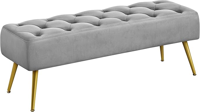 Modern Ottoman Bench Boucle Upholstered Footrest
