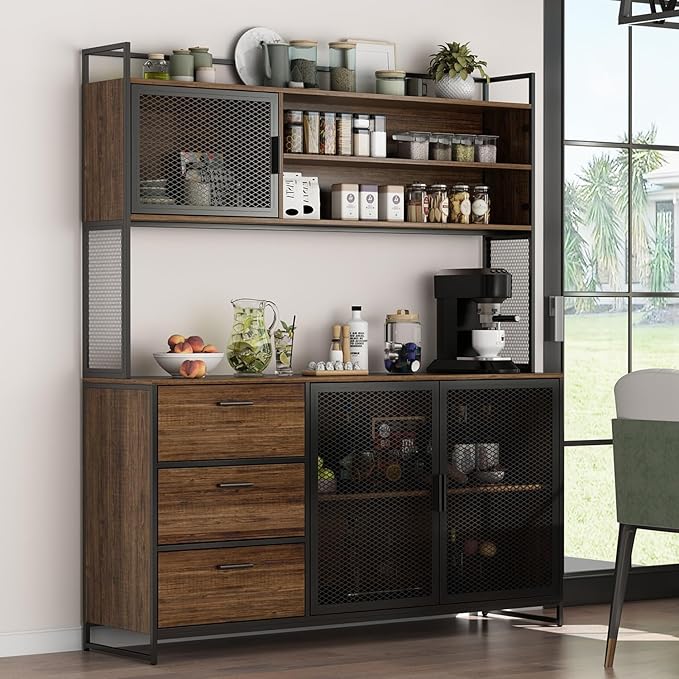 Kitchen Hutch Pantry Cabinet with 6 Drawers