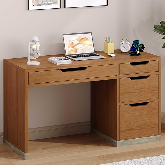 48 Inch White Desk with 4 Drawers