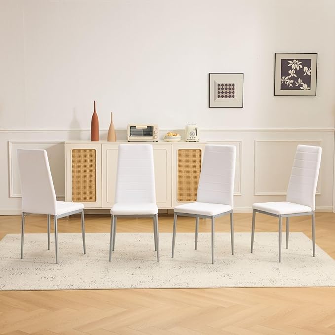 Dining Chairs Set of 4 PU Leather Padded High Back