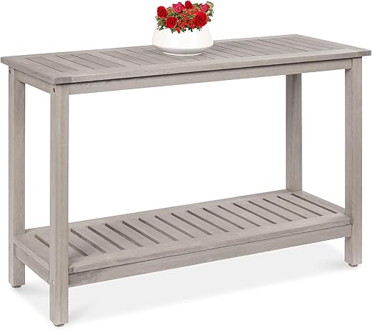 48in Eucalyptus Console Table Indoor Outdoor Storage
