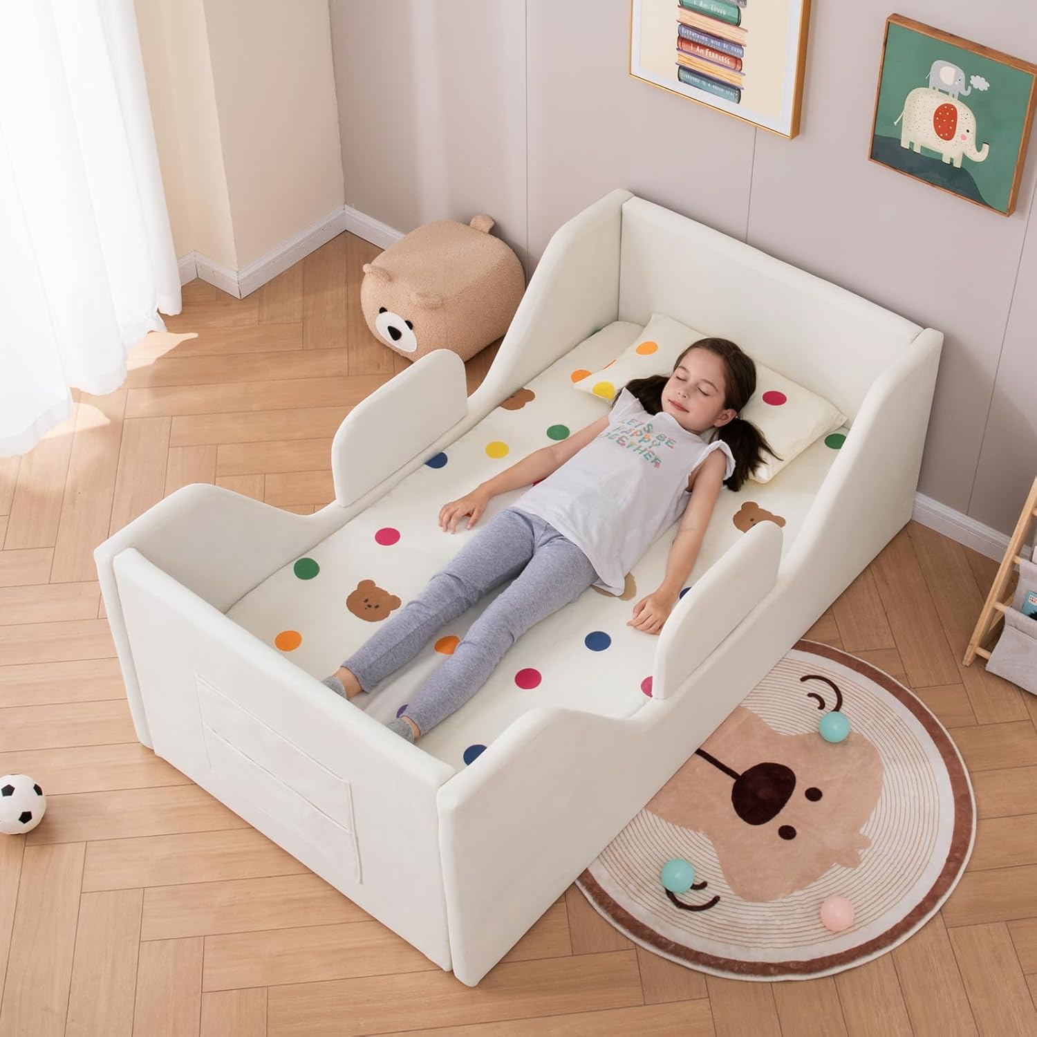 Toddler Floor Bed with Safety Rails