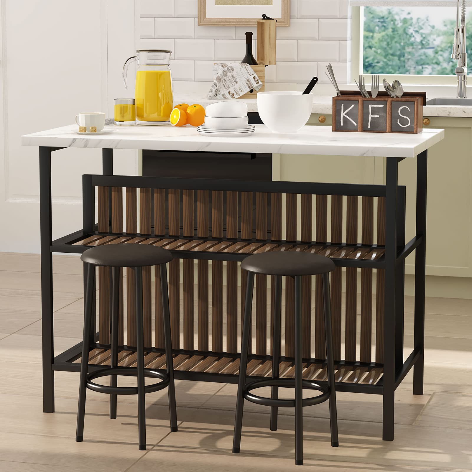 3-Piece Counter Height Pub Set with Storage