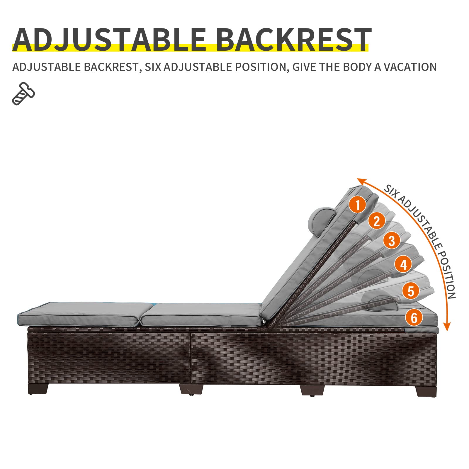 Outdoor Chaise Lounge Set with Adjustable Backrest