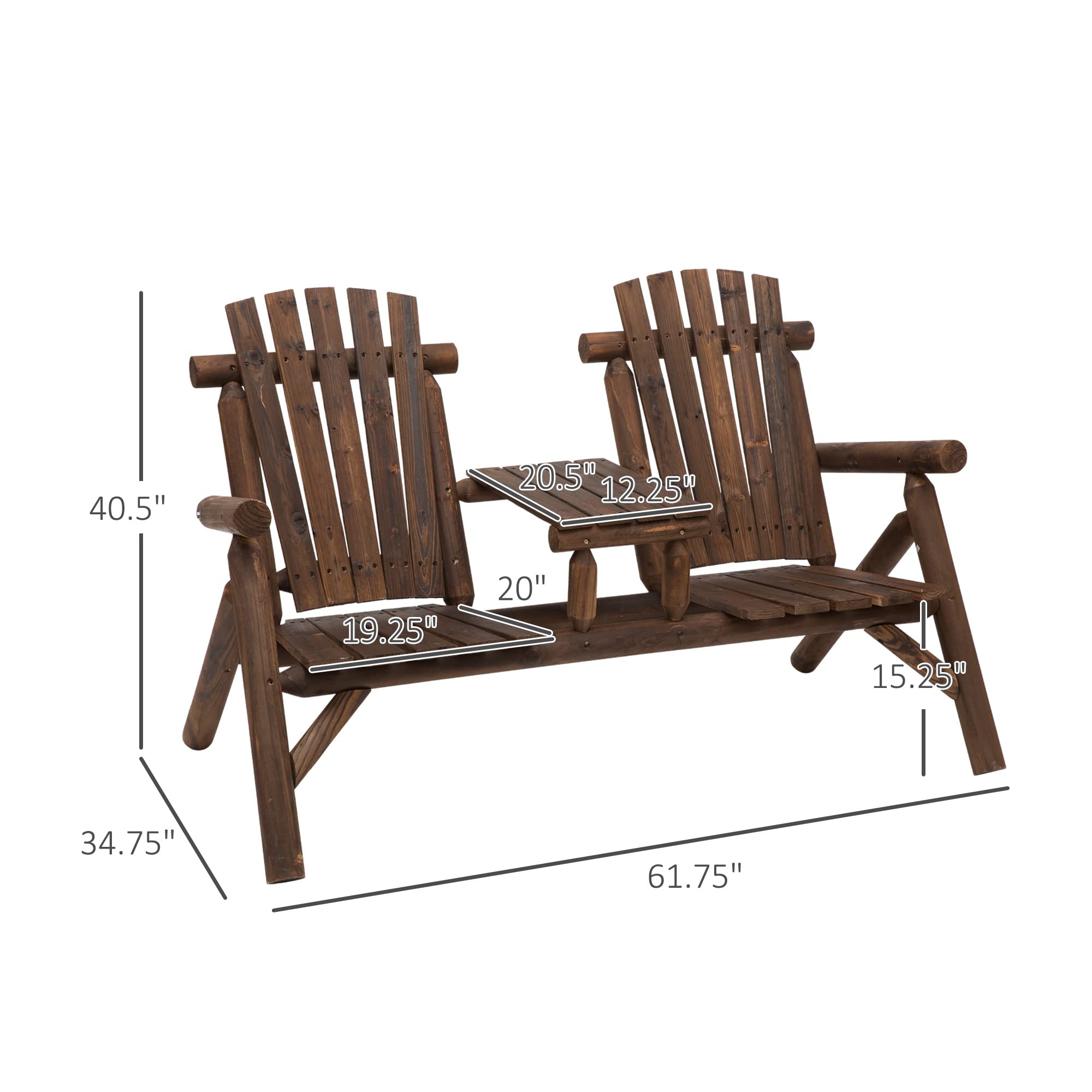 2-Seat Adirondack Bench with Center Table