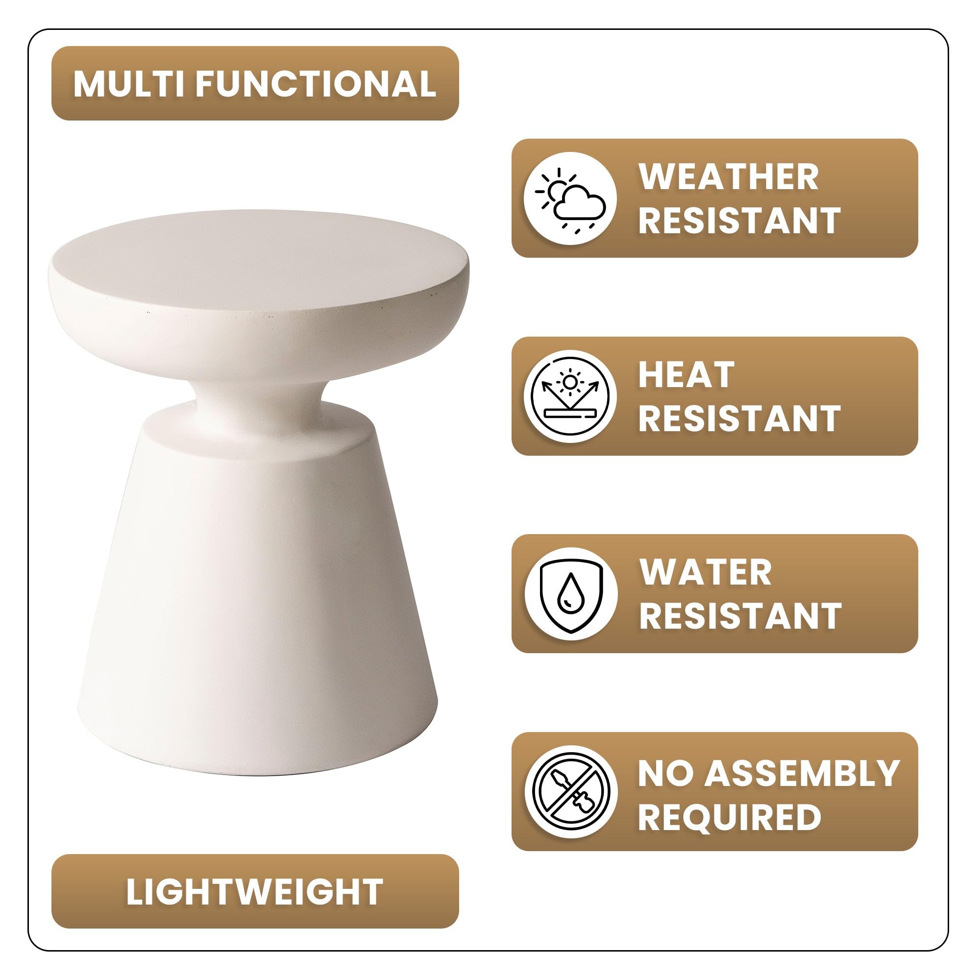 Minimalist Round Side Table with Fiberstone Tabletop