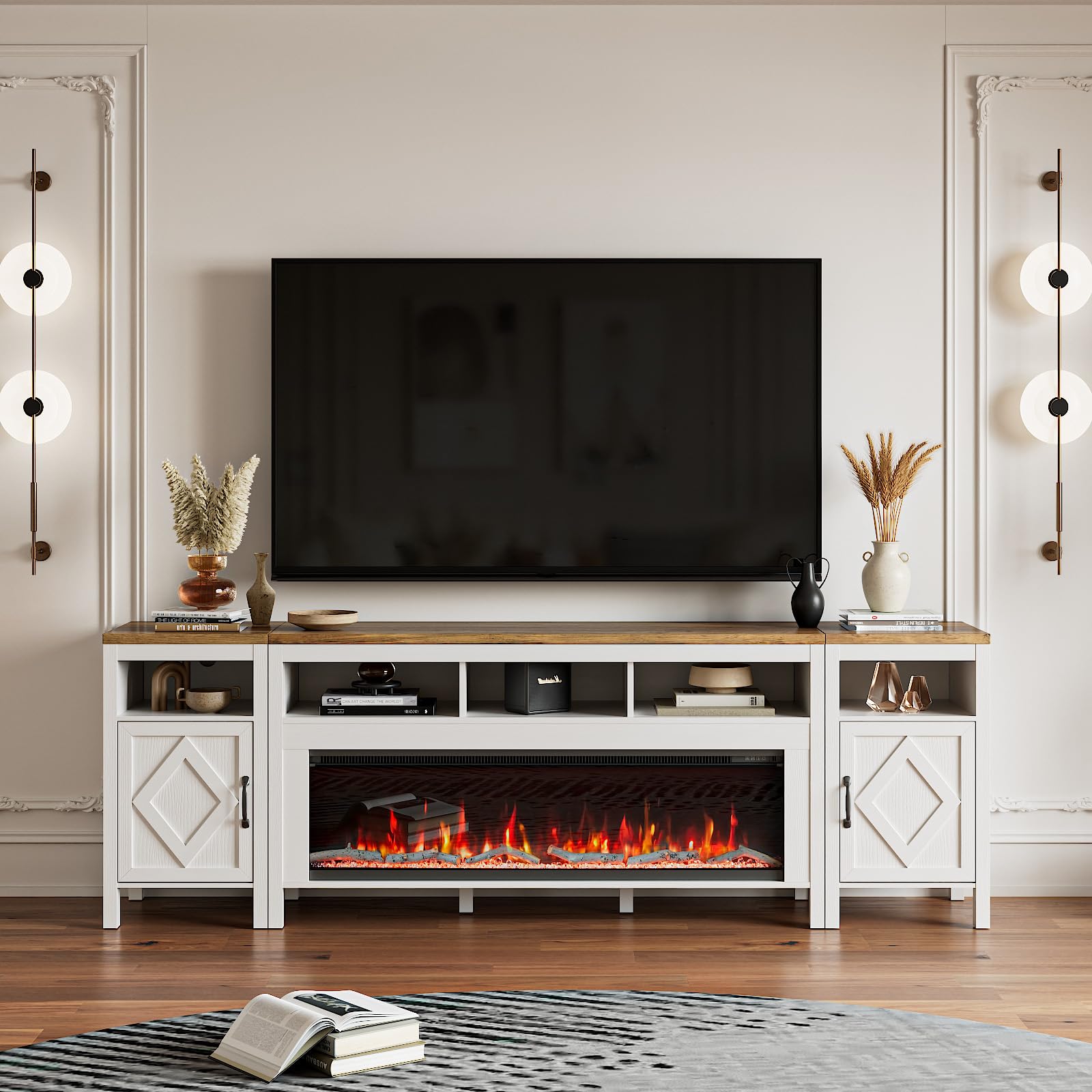 TV Stand with Electric Fireplace for TVs Up to 100 Inch