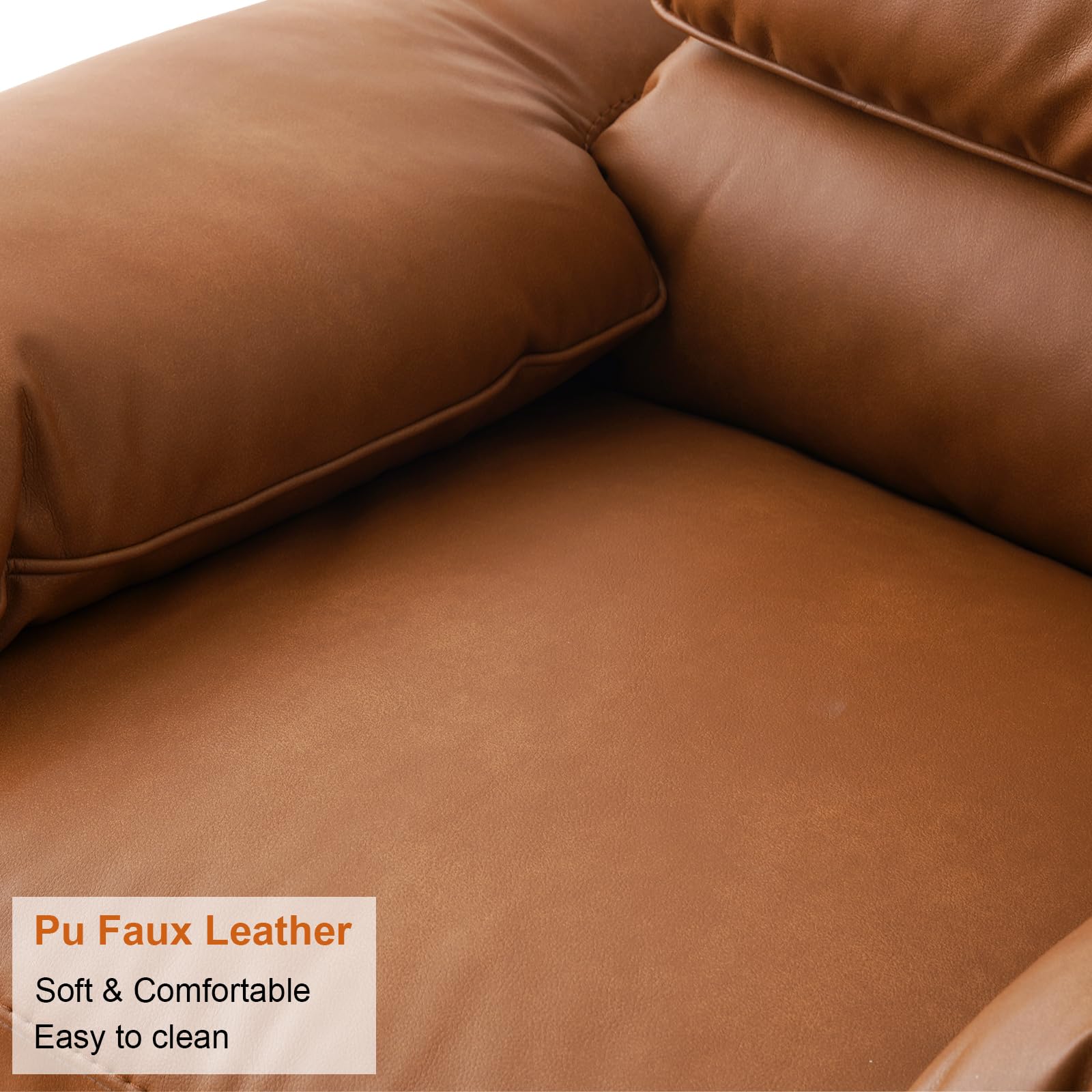95" Mid-Century Modern PU Leather Sofa