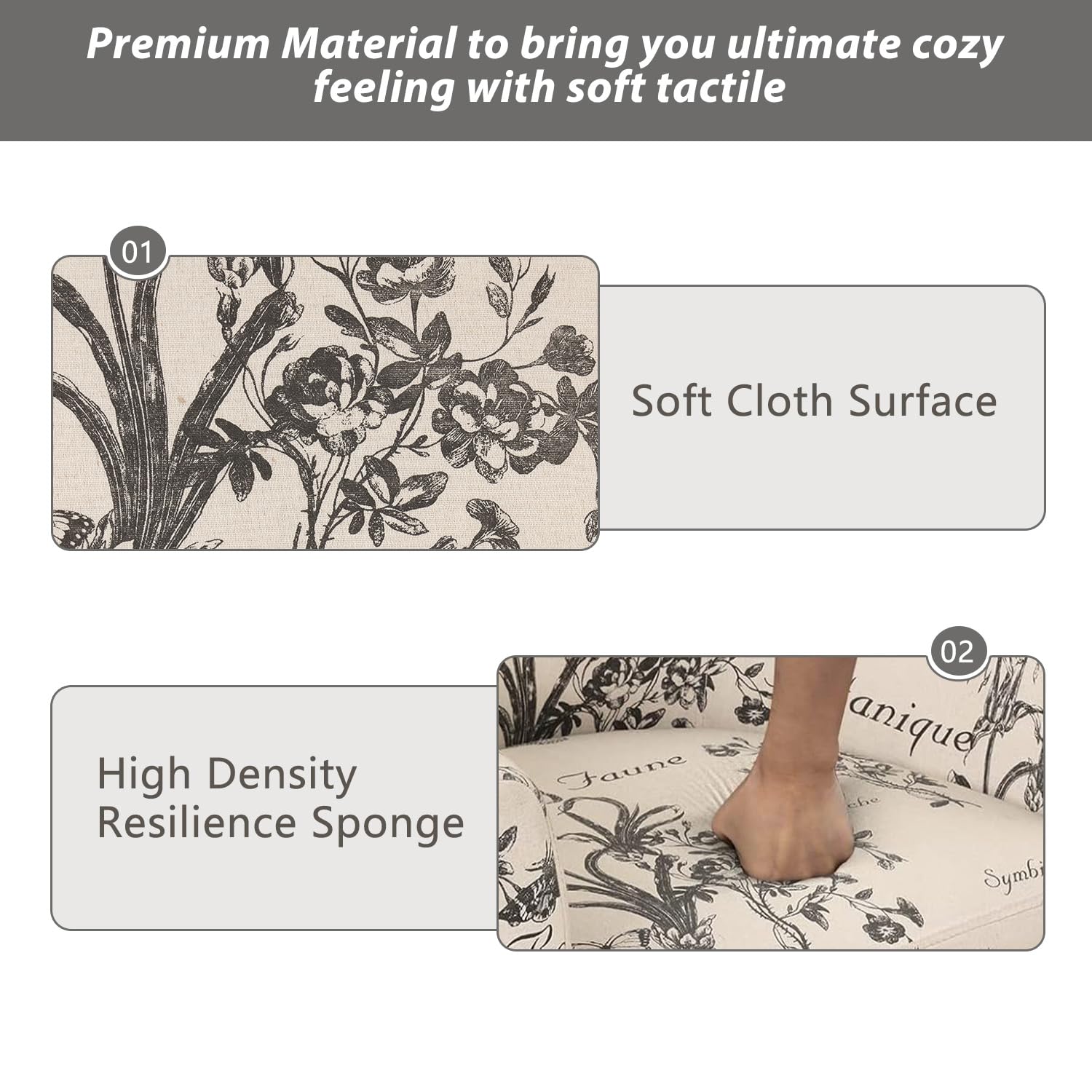 Floral Accent Chair with Ottoman