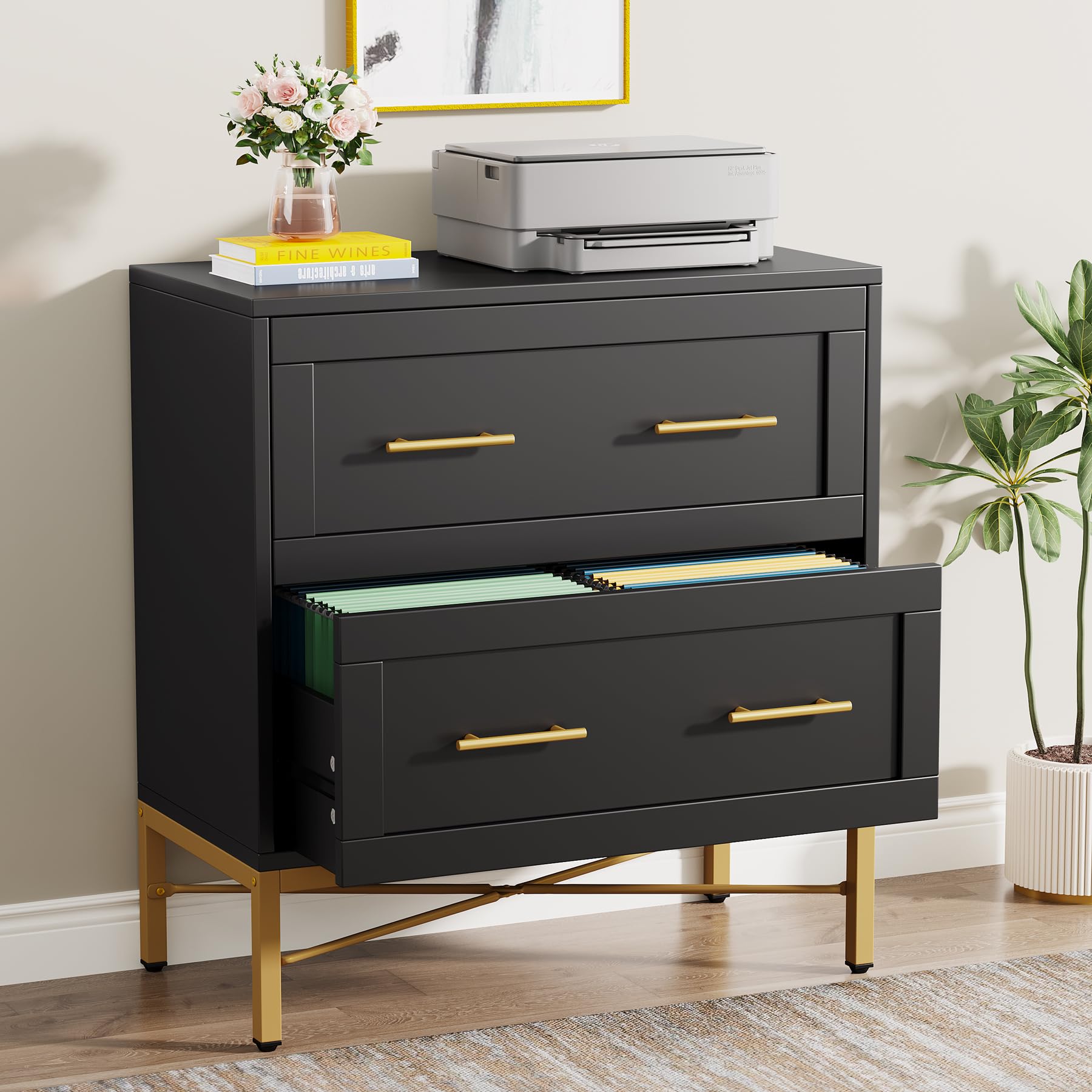 2 Drawer Lateral Filing Cabinet with Printer Stand
