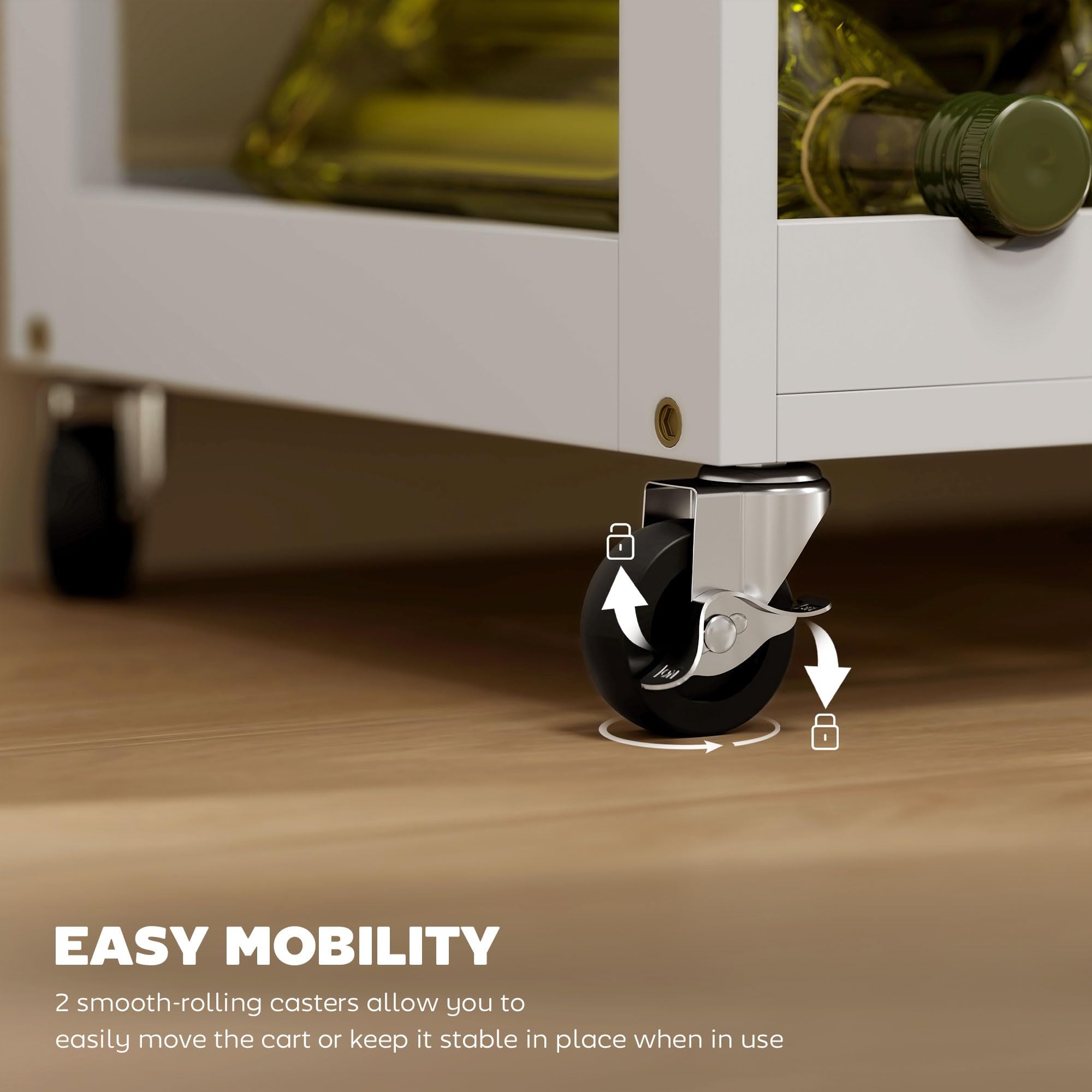 Rolling Kitchen Island Cart with Wine Rack